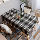 Menzies Black - White Modern Tartan Crest Tablecloth