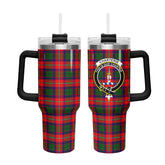 Charteris (Earl of Wemyss) Tartan Crest 40 oz Insulated Tumbler with Handle