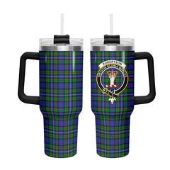 Robertson Hunting Modern Tartan Crest 40 oz Insulated Tumbler with Handle
