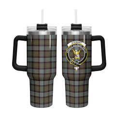 Stewart Old Weathered Tartan Crest 40 oz Insulated Tumbler with Handle