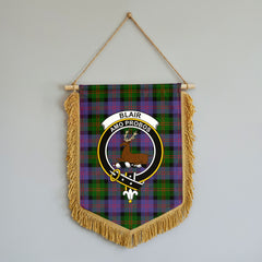 Blair Modern Tartan Crest Wall Hanging Banner - Wood Pole