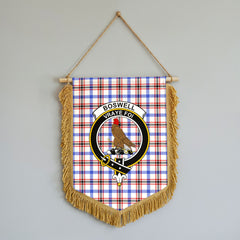 Boswell Modern Tartan Crest Wall Hanging Banner - Wood Pole