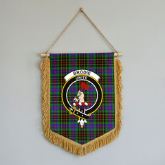 Brodie Hunting Modern Tartan Crest Wall Hanging Banner - Wood Pole