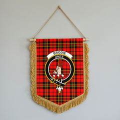 Brodie Modern Tartan Crest Wall Hanging Banner - Wood Pole