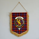Broun Modern Tartan Crest Wall Hanging Banner - Wood Pole