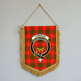 Cameron Modern Tartan Crest Wall Hanging Banner - Wood Pole