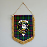 Campbell of Cawdor Modern Tartan Crest Wall Hanging Banner - Wood Pole