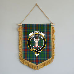 Cathcart Tartan Crest Wall Hanging Banner - Wood Pole