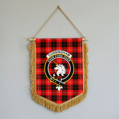 Cunningham Modern Tartan Crest Wall Hanging Banner - Wood Pole