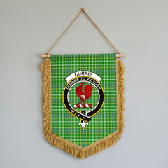 Currie Tartan Crest Wall Hanging Banner - Wood Pole