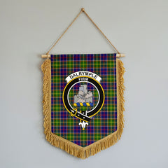 Dalrymple Tartan Crest Wall Hanging Banner - Wood Pole