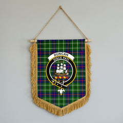 Duncan Modern Tartan Crest Wall Hanging Banner - Wood Pole