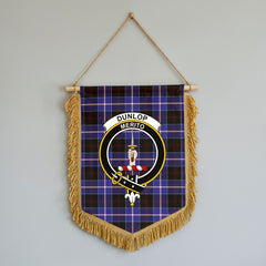 Dunlop Modern Tartan Crest Wall Hanging Banner - Wood Pole