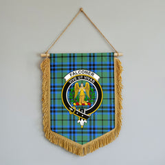 Falconer Tartan Crest Wall Hanging Banner - Wood Pole
