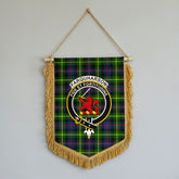 Farquharson Modern Tartan Crest Wall Hanging Banner - Wood Pole