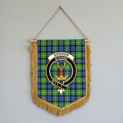 Gordon Old Ancient Tartan Crest Wall Hanging Banner - Wood Pole