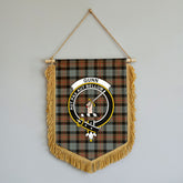 Gunn Weathered Tartan Crest Wall Hanging Banner - Wood Pole