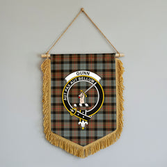 Gunn Weathered Tartan Crest Wall Hanging Banner - Wood Pole