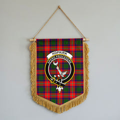 Hopkirk Tartan Crest Wall Hanging Banner - Wood Pole
