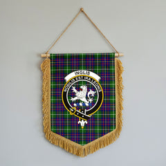 Inglis Modern Tartan Crest Wall Hanging Banner - Wood Pole
