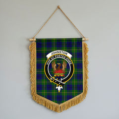 Johnston of Caskieben Tartan Crest Wall Hanging Banner - Wood Pole