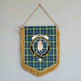 Lamont Ancient Tartan Crest Wall Hanging Banner - Wood Pole