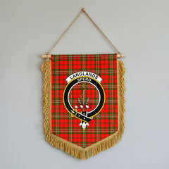Langlands Tartan Crest Wall Hanging Banner - Wood Pole
