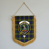 Laws Tartan Crest Wall Hanging Banner - Wood Pole