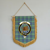 Leslie Hunting Ancient Tartan Crest Wall Hanging Banner - Wood Pole