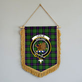 Leslie Hunting Tartan Crest Wall Hanging Banner - Wood Pole
