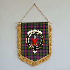 Logan Modern Tartan Crest Wall Hanging Banner - Wood Pole