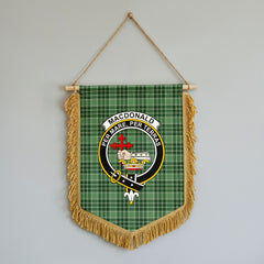 MacDonald Lord of the Isles Hunting Tartan Crest Wall Hanging Banner - Wood Pole