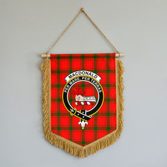 MacDonald of Sleat Tartan Crest Wall Hanging Banner - Wood Pole