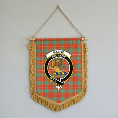 MacFie Ancient Tartan Crest Wall Hanging Banner - Wood Pole