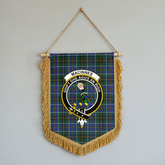 MacInnes Modern Tartan Crest Wall Hanging Banner - Wood Pole