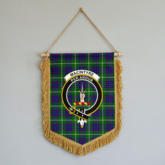 MacIntyre Hunting Modern Tartan Crest Wall Hanging Banner - Wood Pole