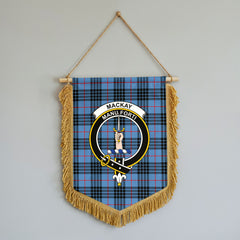 MacKay Blue Tartan Crest Wall Hanging Banner - Wood Pole