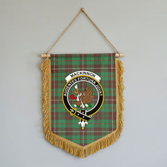 MacKinnon Hunting Ancient Tartan Crest Wall Hanging Banner - Wood Pole