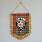 MacLachlan Weathered Tartan Crest Wall Hanging Banner - Wood Pole