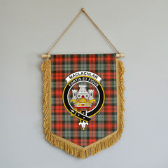 MacLachlan Weathered Tartan Crest Wall Hanging Banner - Wood Pole