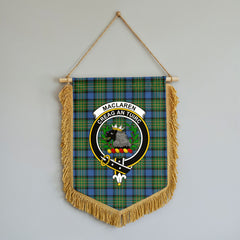 MacLaren Ancient Tartan Crest Wall Hanging Banner - Wood Pole