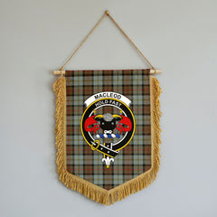 MacLeod of Harris Weathered Tartan Crest Wall Hanging Banner - Wood Pole