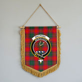 MacPhail Clan Tartan Crest Wall Hanging Banner - Wood Pole