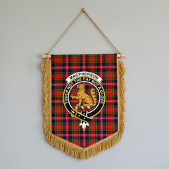 MacPherson Modern Tartan Crest Wall Hanging Banner - Wood Pole