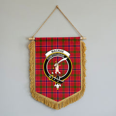 MacRae Modern Tartan Crest Wall Hanging Banner - Wood Pole