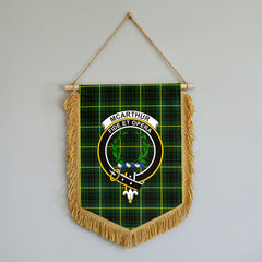 McArthur Modern Tartan Crest Wall Hanging Banner - Wood Pole