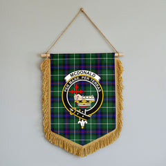 McDonald of the Isles Hunting Modern Tartan Crest Wall Hanging Banner - Wood Pole