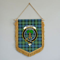 McEwan Ancient Tartan Crest Wall Hanging Banner - Wood Pole