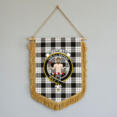 McFarlane Black - White Tartan Crest Wall Hanging Banner - Wood Pole
