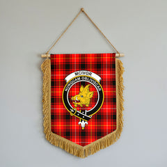McIvor Tartan Crest Wall Hanging Banner - Wood Pole